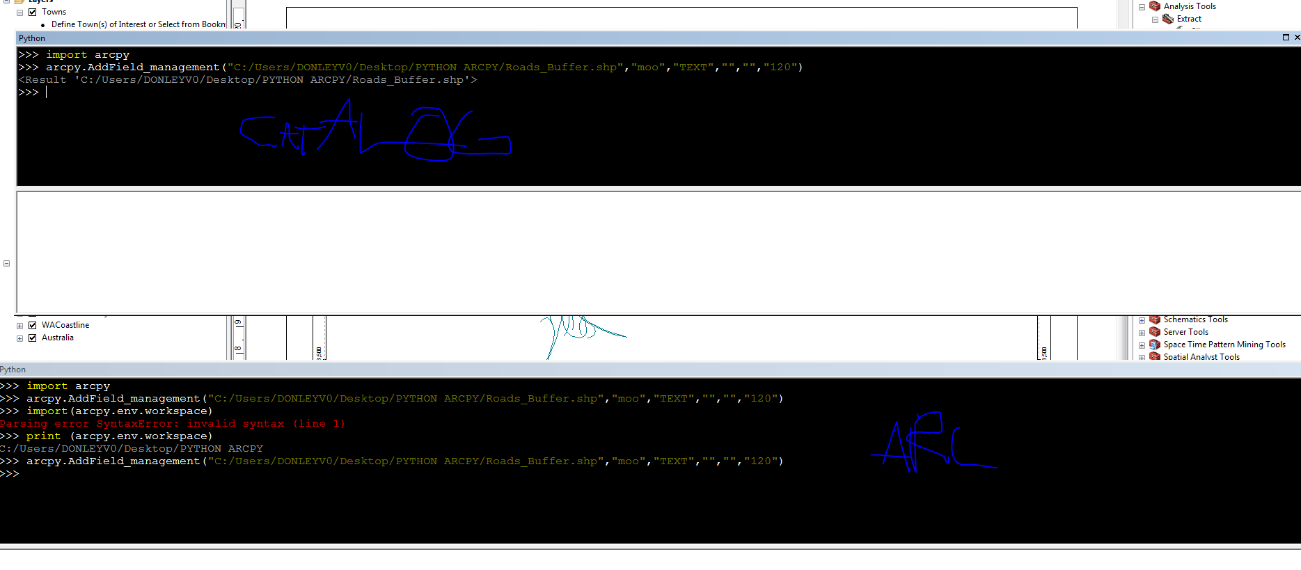 Python Catalouge vs Arcmap